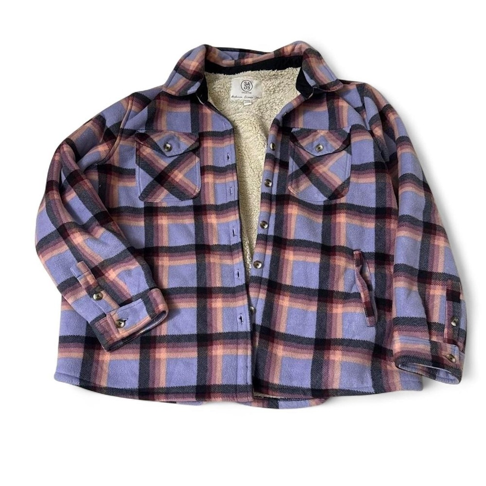 Sage Collective plaid sherpa-lined flannel jacket